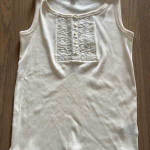 Vintage Lauren Ralph Lauren Ivory Tank Top with Lace Detail